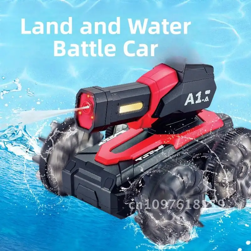 2,4G amphibische tank wasser spray schießen rotierenden fernbedienung geländewagen tank kinder elektrische spielzeug