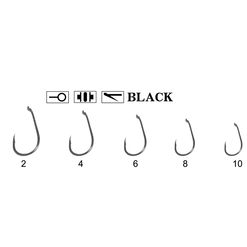 1000pcs Bent Eye Wide Gape Carp Fishing Hook Matt Black High Carbon Steel Barbed Pop-up Rig Hooks Fishing Accessories Pesca