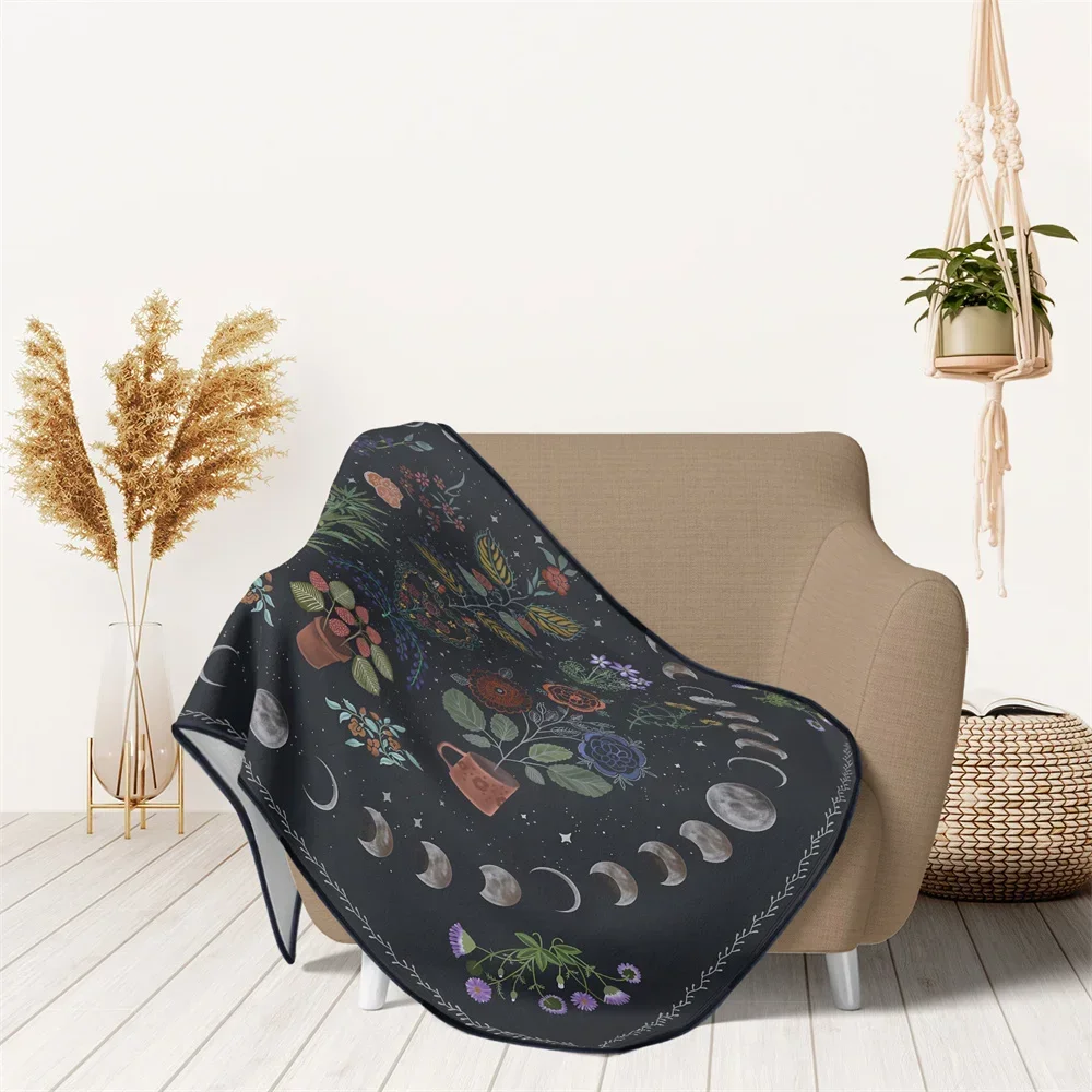 Bohemian Blanket Floral and Mooon Pattern Sofa Cover Sofa Covers for Living Room Fannel Blanket Office Sofa Travel Picnic Carpet