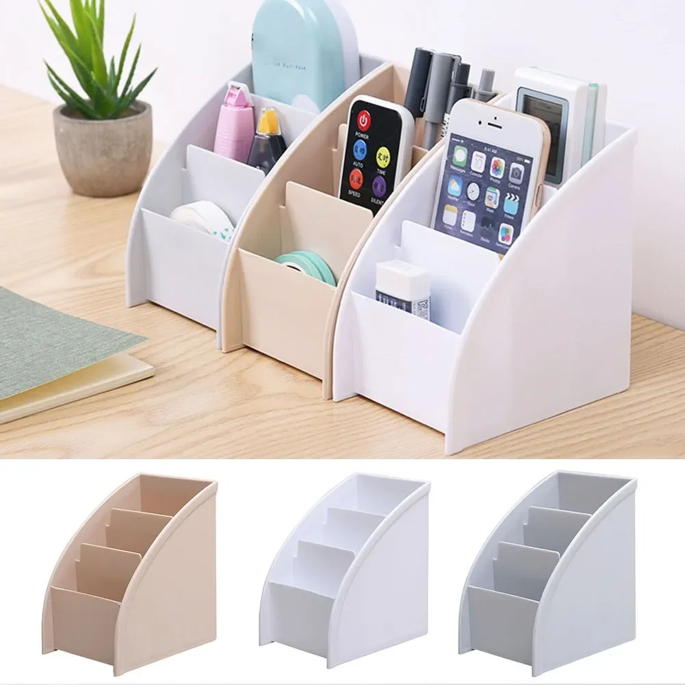 Storage Storage Box Tabletop Three-grid Container Division Holder Ladder-shaped Organizer Pen Box Remote Control