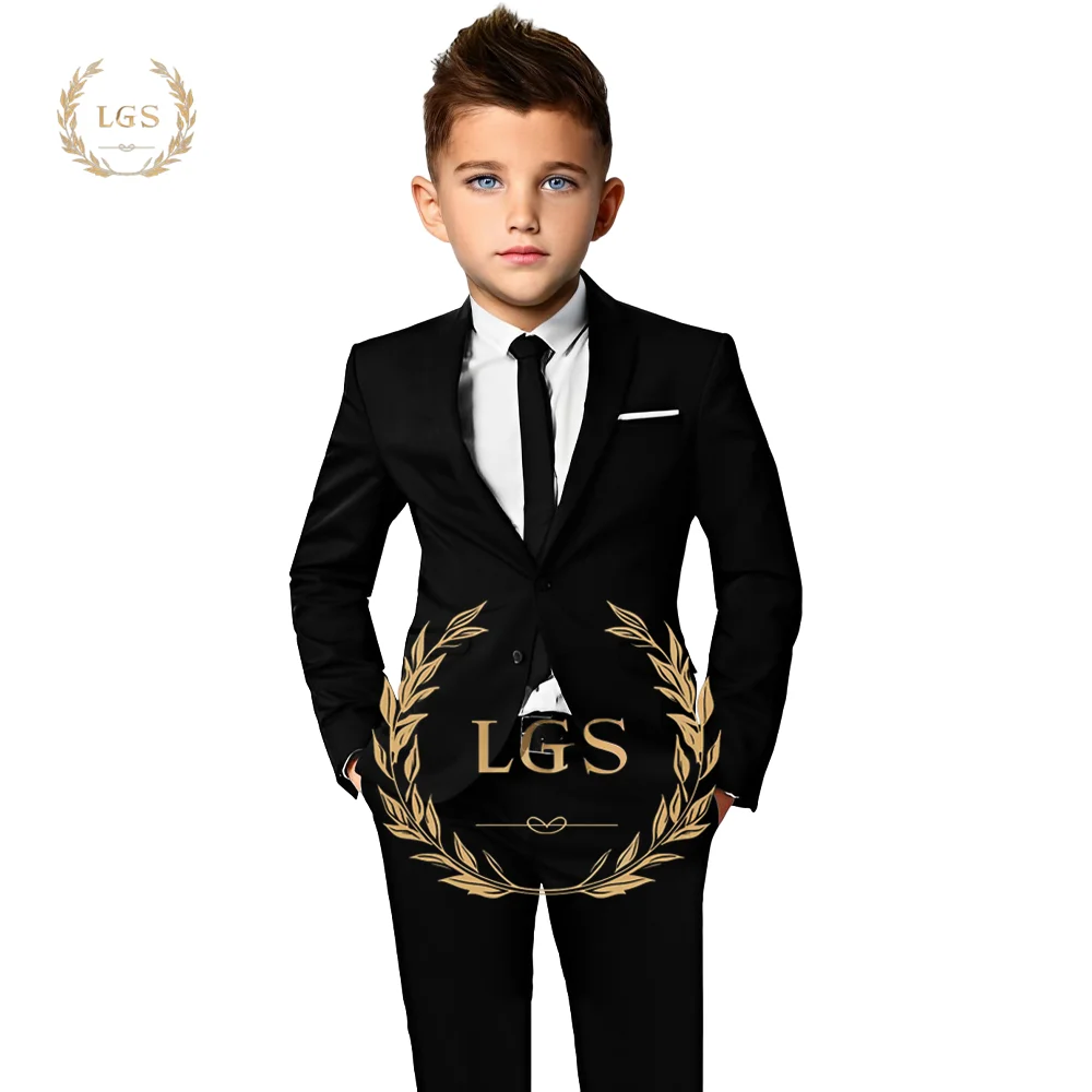 Boys' Wedding Tuxedo 2-Piece Suit - Custom Slim Fit Outfit with Jacket, Pants, and Vest - Fashionable Blazer for Kids