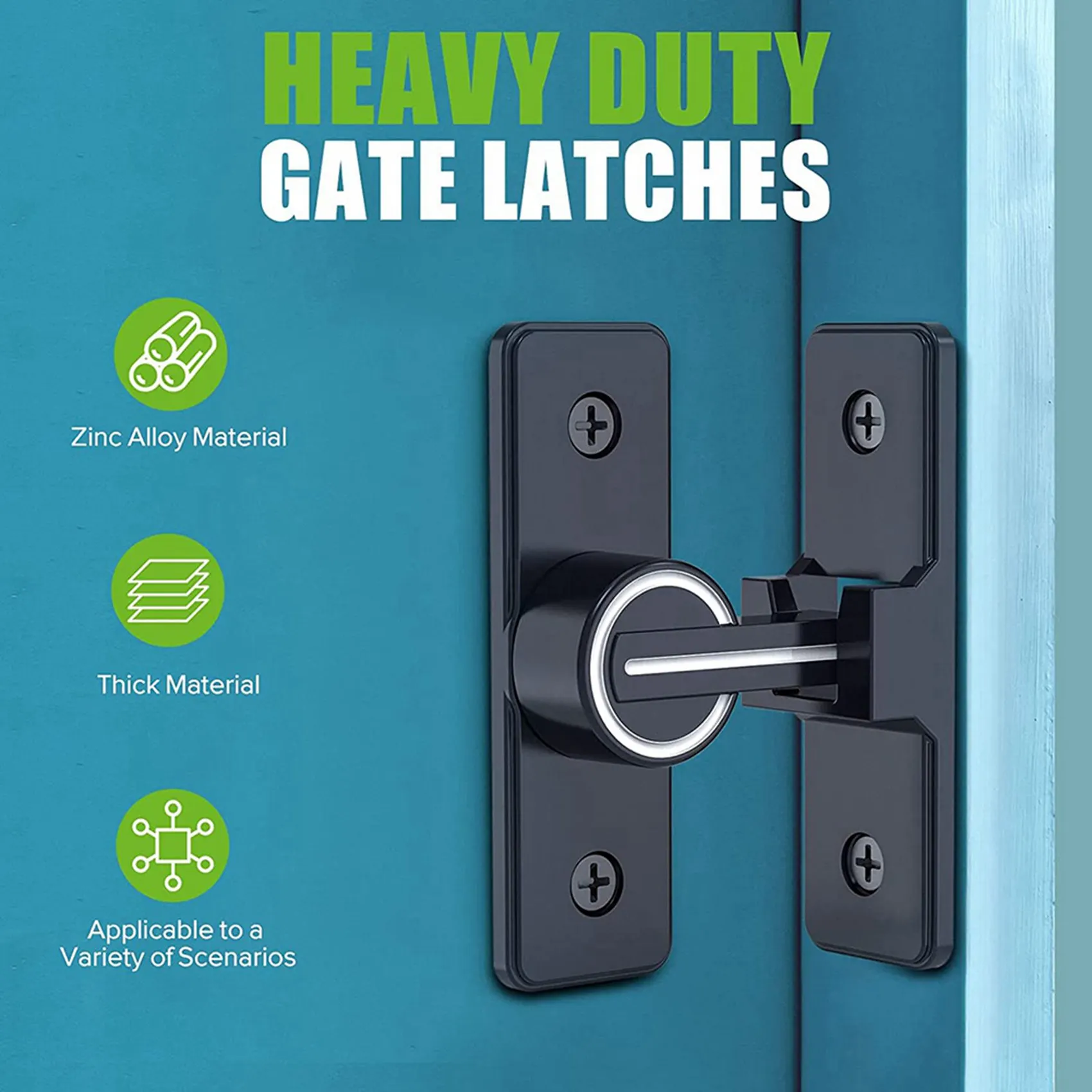 ABBN-Barn Hardware per serratura per porta, chiusure per cancello resistenti da 90 gradi Chiusura a scatto per porta di sicurezza con chiavistello per porta, confezione da 2