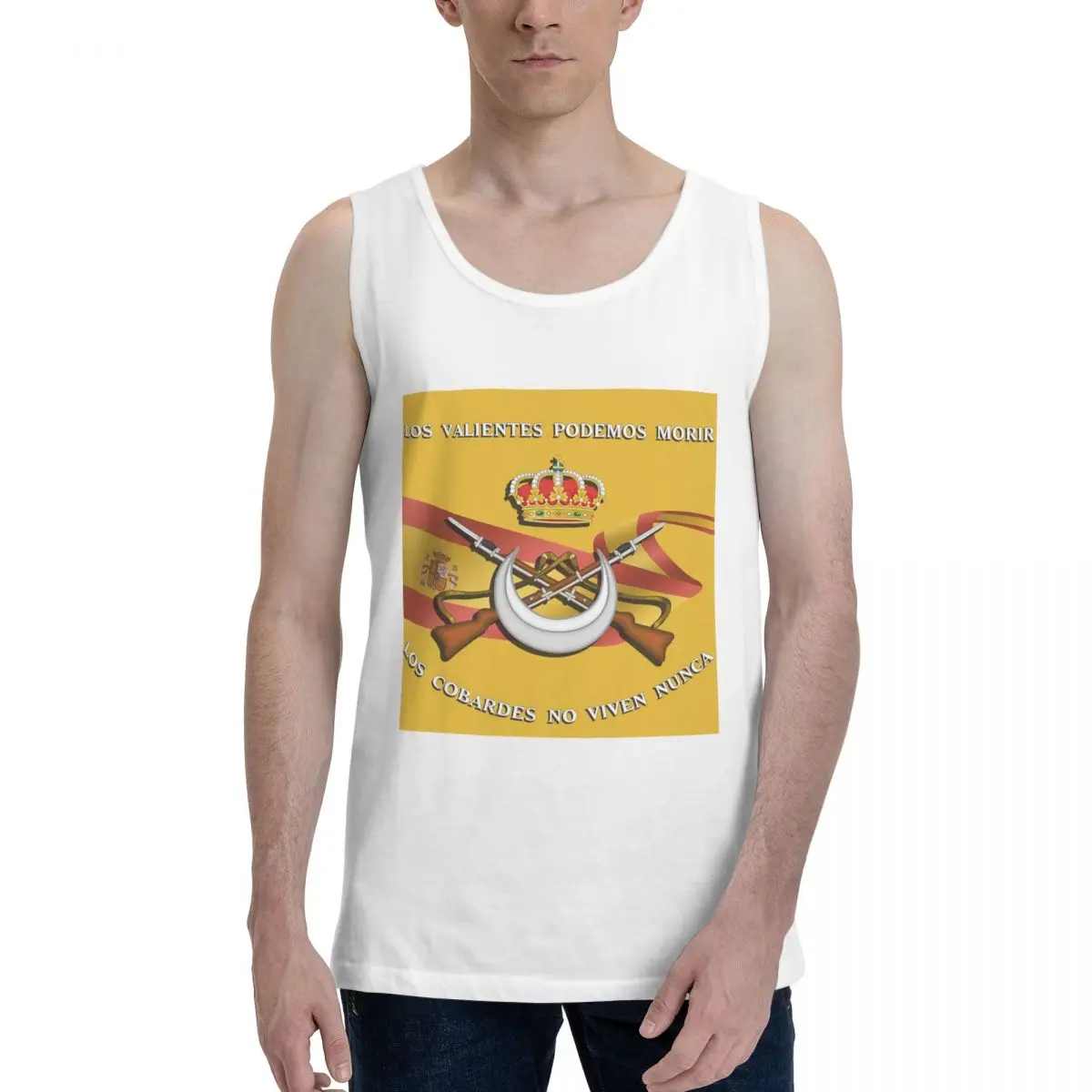 Camiseta sin mangas de algodón 100% para hombre con bandera de la Legión Española, orgullo del Ejército de España, chaleco, ropa sin mangas, camisetas, camisetas sin mangas para hombre