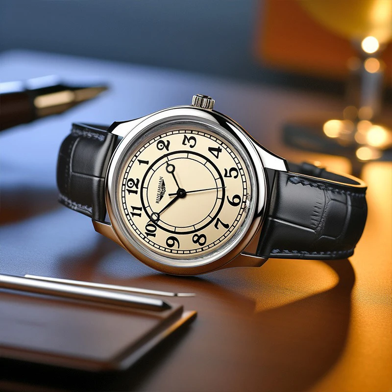 ساعة يد رجالية عصرية كلاسيكية من الجلد كوارتز تناظرية للأعمال هدية عيد ميلاد ديكور يومي