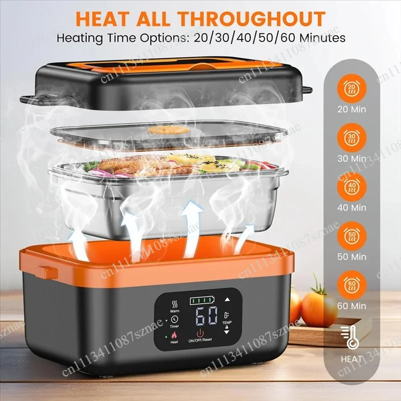 

Portable Electric Lunch Box with 16000mAh Battery, Cordless Self-Heating Food Container for Daily Use and Travel