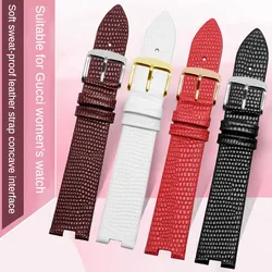 Leather Watch Strap With Ladies Substitute Gucci YA141.4 YA141505 Series Concave Interface Leather Watchband With 12/14mm.