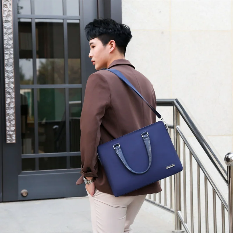 Nieuwe Zakelijke Heren Handtas Casual Oxford Aktetas Met Rits Kantoor Mannelijke Schouder Messenger Tas 14 "Laptop