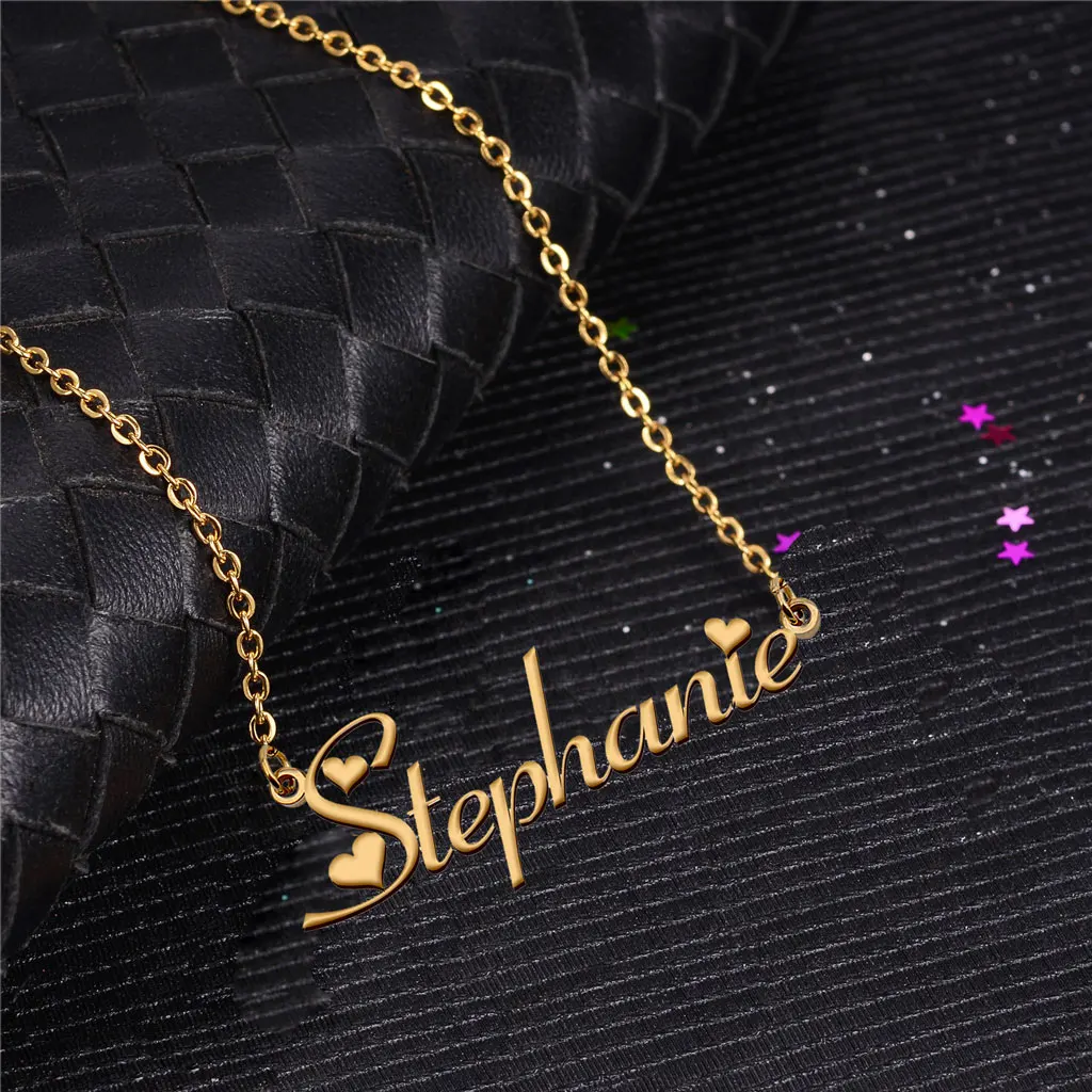 

Gold Plated Personalized Stephanie Name Necklace for Women Stainless Steel Jewelry Nameplate Pendant for Mothers Girlfriend Gift