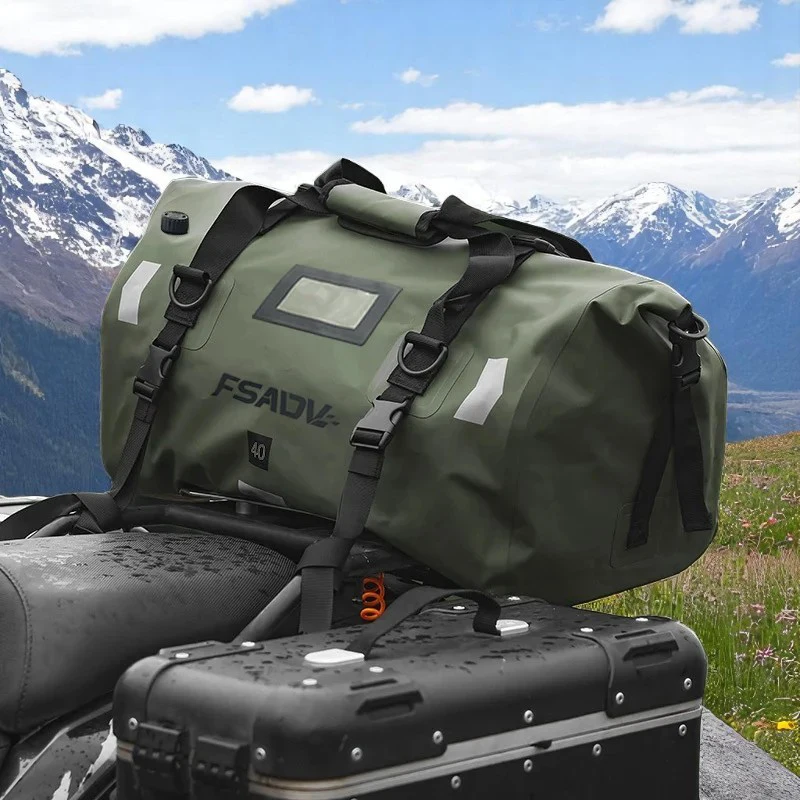 Motorcycle Tail Bag Waterproof 500D PVC Dry Luggage Roll Pack Backpack Duffle Motorbike Rear Seat Bags For BMW R1200GS For HONDA