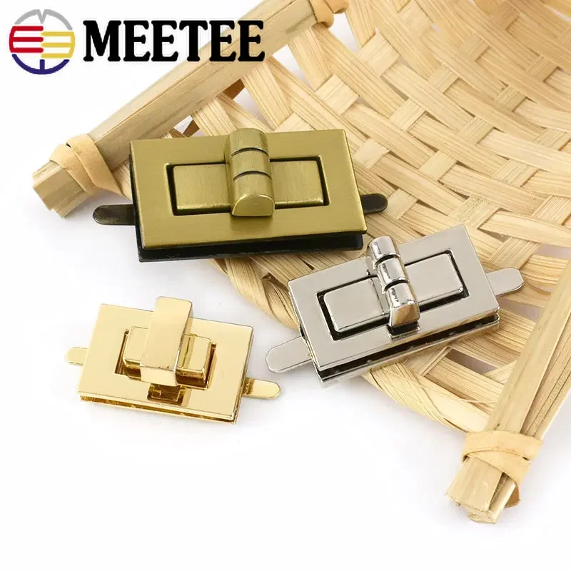 2/5Sets Meetee Metal Square Turn Twist Lock Clasps Handbag Closure Decorative Buckles Purse HandBag DIY Hardware Accessories