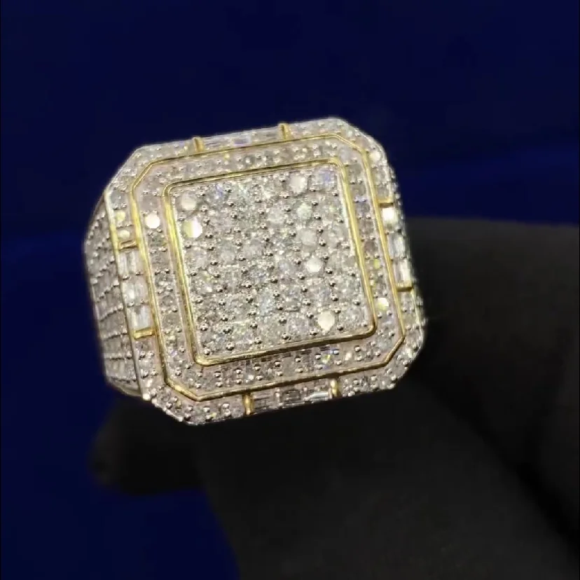 Luxury Hiphop Jewelry Championship Ring Fully Iced Out 925 Sterling Silver Gold Plated Moissanite Ring