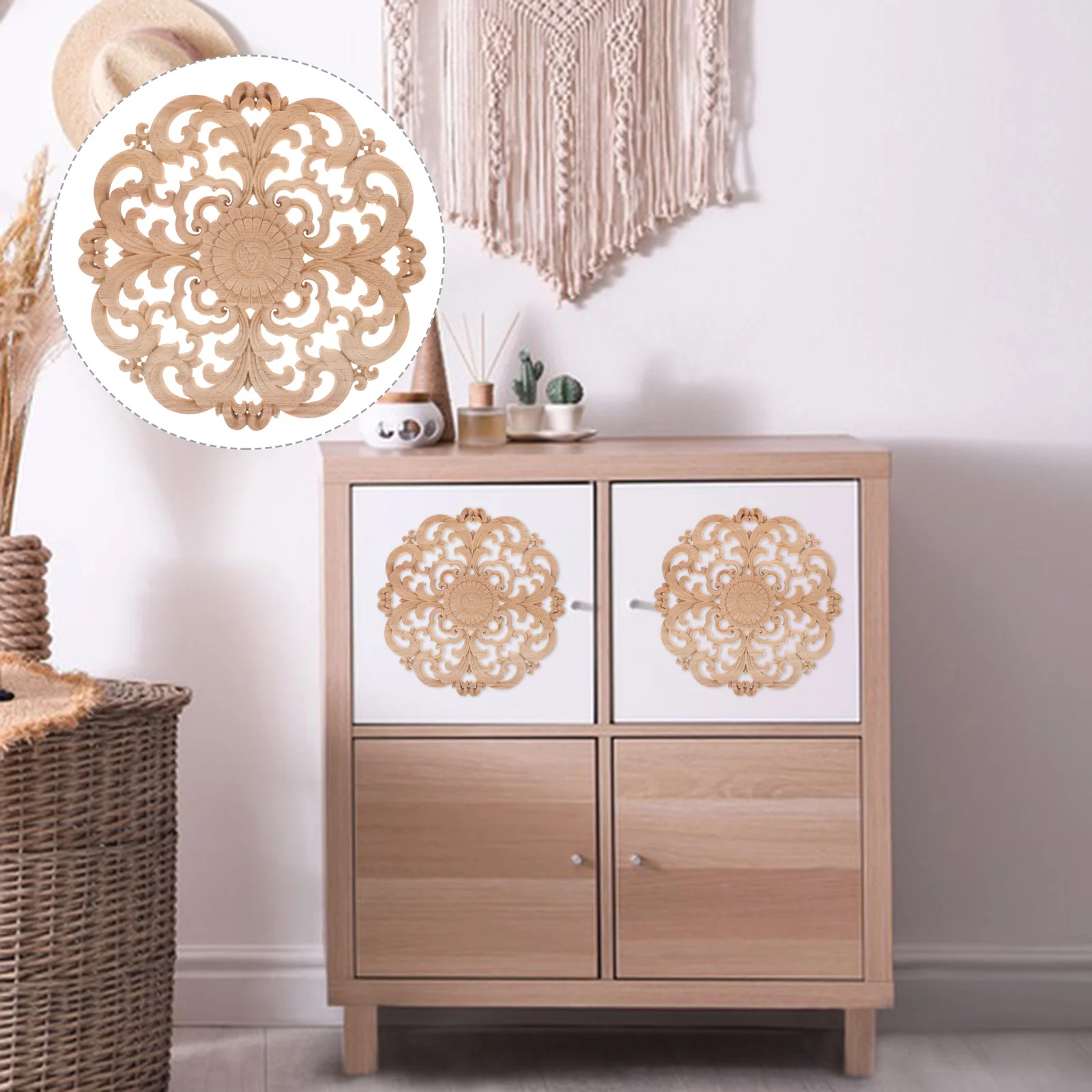 

1Pcs Wood Carved Onlay Natural Solid Wood Corner Decorative Applique for Furniture Wall Door Cabinet Home Art Craft Unique