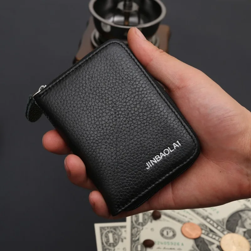 

Genuine Leather RFID Blocking Credit Card Holder Wallet - Stylish Accordion Design with Card Slots and Cash Coin Pockets