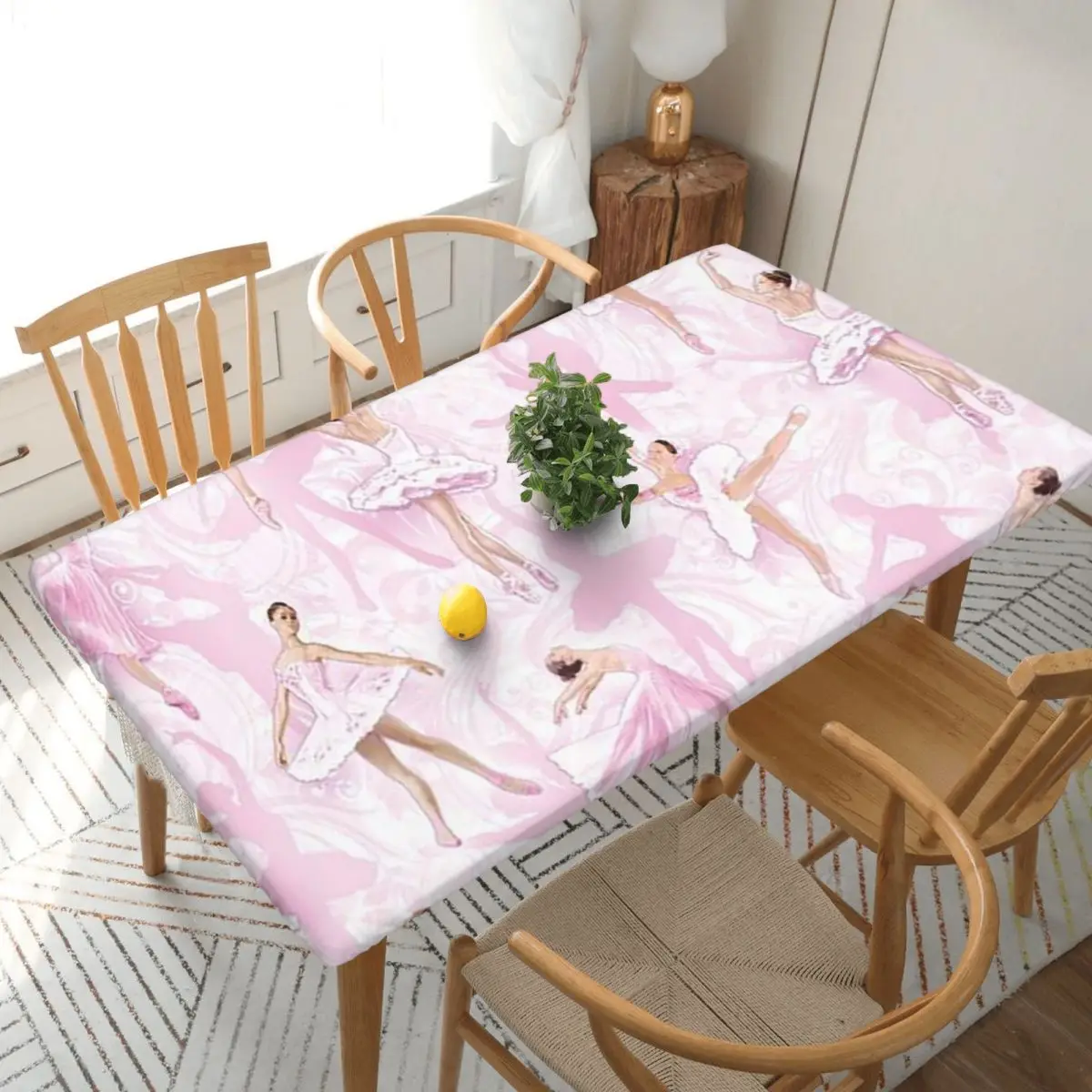 Ballet Dance Makes Me Free Ballerina Dancer Custom Rectangular Tablecloth Oilproof Table Cover for Dining Events Table Cloth