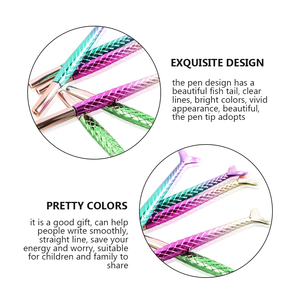 6Pcs Delicate Gel Pens Mermaid Tail Design Smooth Writing Multi-Function Handwriting Pen Household Portable Sign Pen