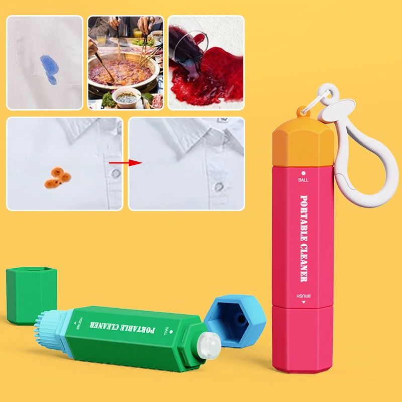 قلم مزيل بقع الملابس المحمول مع مشبك مزدوج الرأس مزيل البقع الفوري علاج قلم التبييض أداة تنظيف خالية من الماء #2