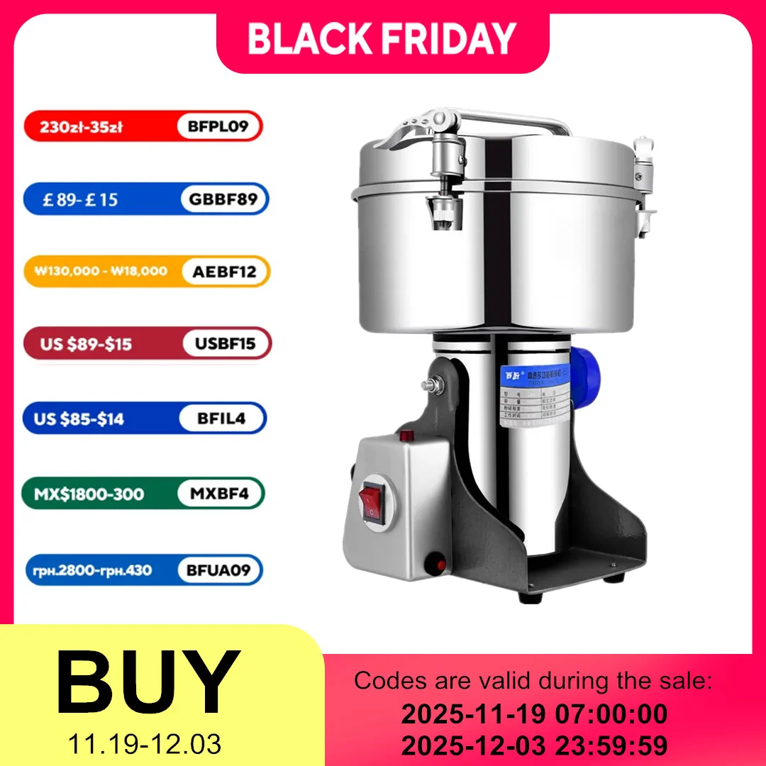 

4500G 4500W Coffee Grinder 430 Stainless Steel Commercial Medicine Flour Powder Crusher Powder Crusher High Speed Intelligent