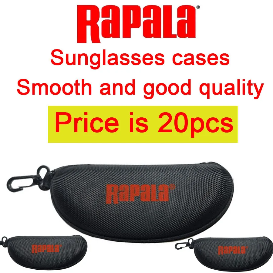 Rapala, 20 шт., чехлы для солнцезащитных очков черного цвета, чехол на молнии, гладкий и качественный черный чехол для солнцезащитных очков