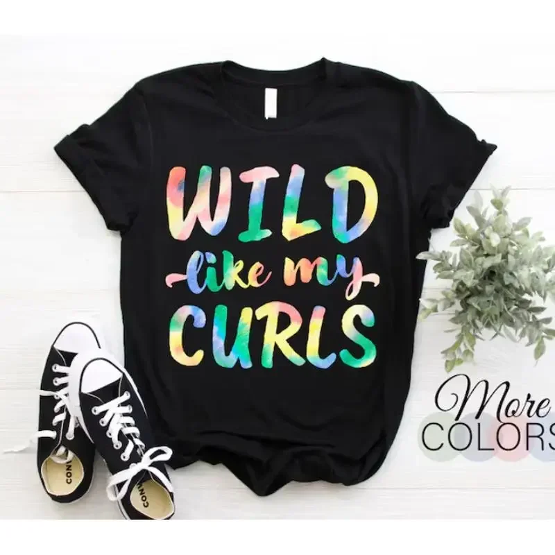 New T Shirt Wild Like My Curls Tie Dye Girls Curly Hair For