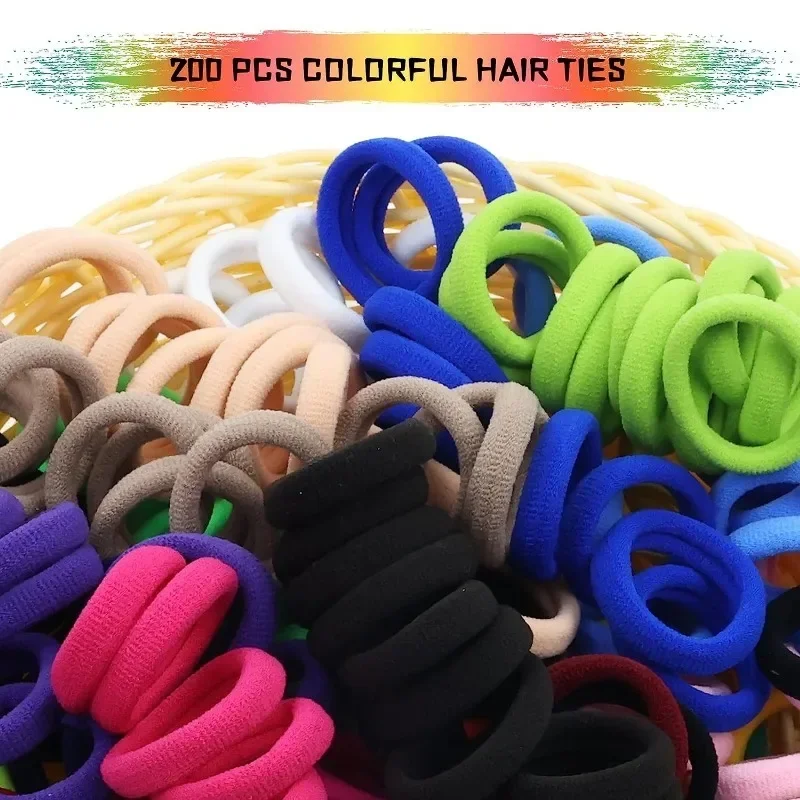 100/500pcs Colorful Basic Nylon Ealstic Hair Ties for Girls Ponytail Hold Scrunchie Rubber Band Kid Fashion Hair Accessories