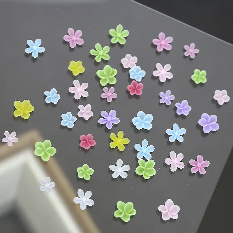2 Größen Fünf Blütenblätter Blumen Nägel Dekorationen Bunte Ei Blume Harz Nagel Charms DIY Frische Blume Nail art Schmuck Zubehör