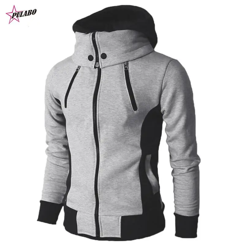 PULABO y2k Fashion Hooded Male Outwear Slim Fit Hoody Zipper Men Jackets Autumn Winter Casual Fleece Coats Bomber Jacket Scarf