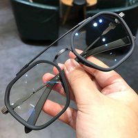 Mens Myopia Glasses Double Bridge Polygon Computer Eyeglasses Women Fashion Oversized Metal Frame Anti Fatigue Eyewear 0 To -600