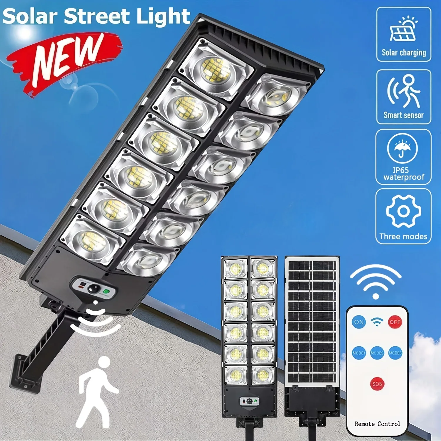 Outdoor Solar LED Lights Waterproof Super Bright Wall Lamp With Motion Sensor Remote Control Garden Street Light 2025 NEW