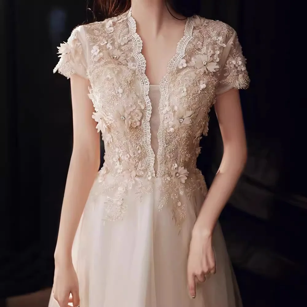 Light Wedding Dress Annual Meeting Luxury Socialite Style Evening Female 2024 New Host Banquet High-End Trip Shoot