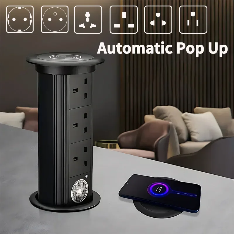 tomada de alimentacao de mesa pop up automatica ue fr reino unido eua adaptador de plugue padrao universal usb tipo c carregamento sem fio tabela embutida 01