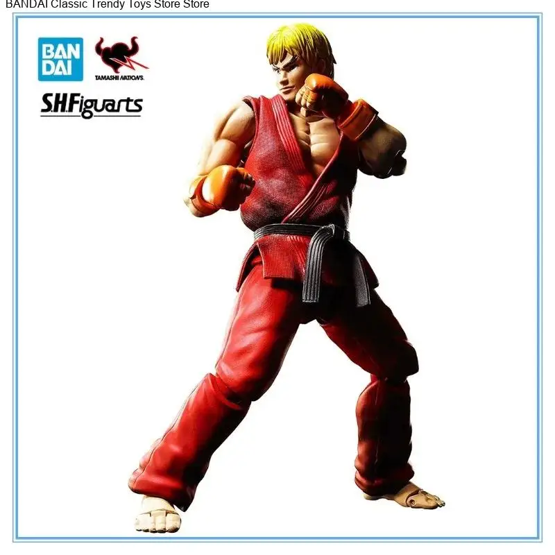 

Original Bandai S.H.Figuarts Street Fighter KEN Anime Action Figure Toys RED Cloth KEN PVC Model Collectible Kit Gifts