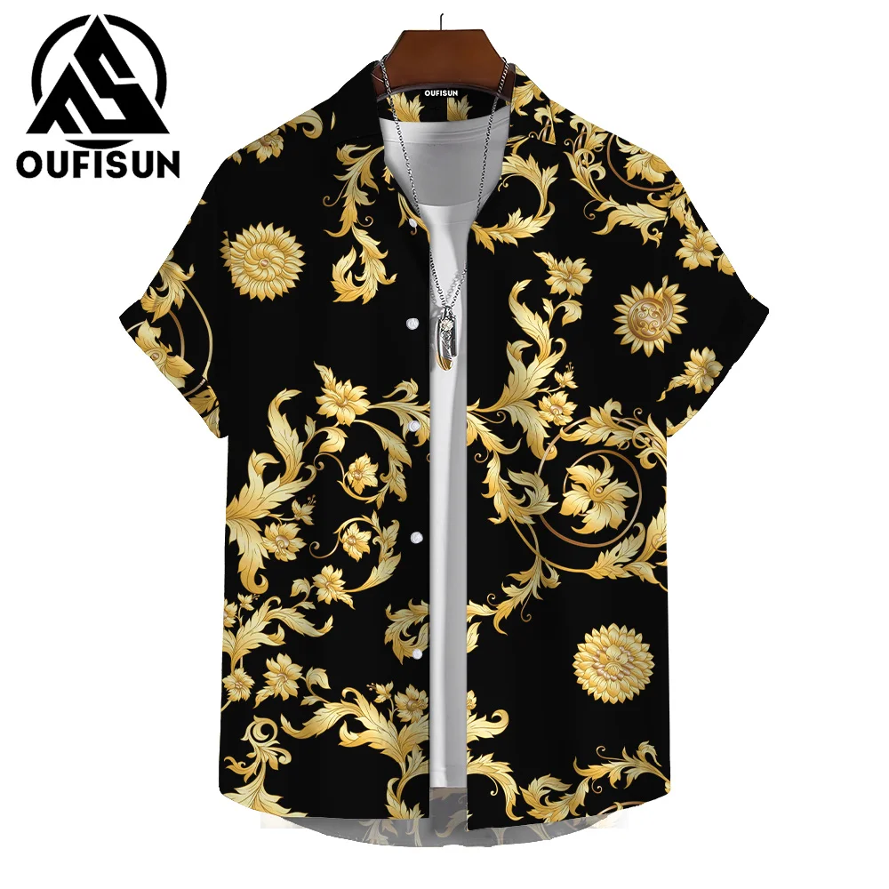 Summer Men\'s Short Sleeve Shirt Printed Tops Luxury Style 3D Printed Shirt Men\'s Casual Loose Shirt Oversized Size S-5XL