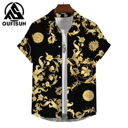 Summer Men's Short Sleeve Shirt Printed Tops Luxury Style 3D Printed Shirt Men's Casual Loose Shirt Oversized Size S-5XL