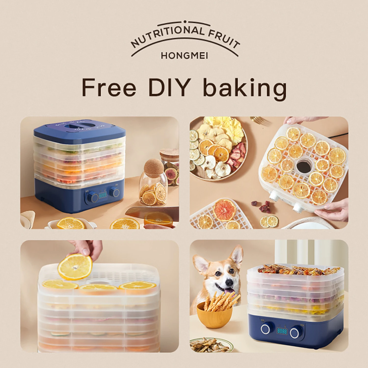 Intelligenter Obst trockner langlebiger thermostati scher Dörr apparat Obst Gemüse Fleisch dehydrierte Haustier Snack Trocknungs maschine