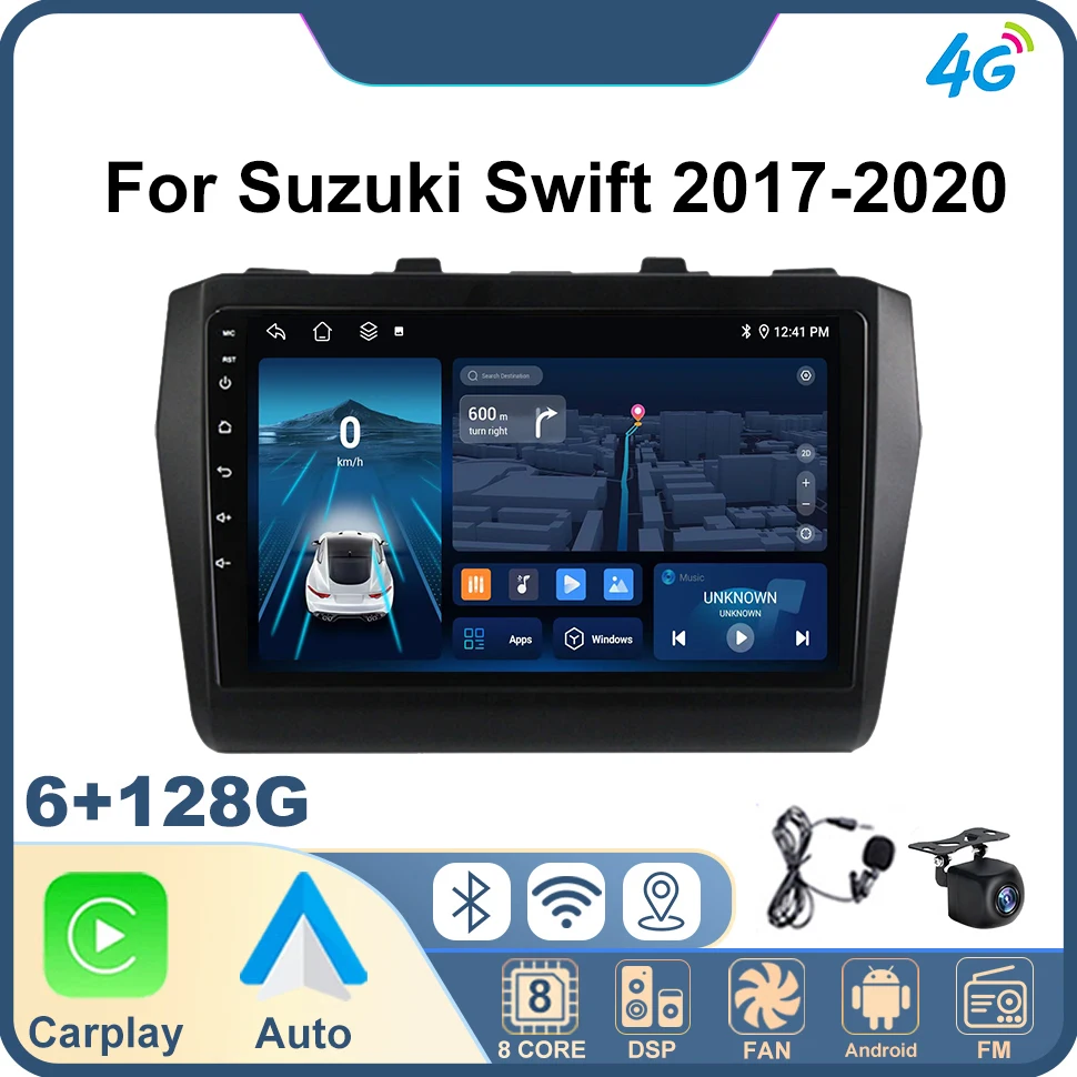 

Automotive Multimedia Car Radio Multimedia Player for Suzuki Swift 2017-2020 4G WIFI Wireless CarPlay DSP 2Din Head Unit 4G Net