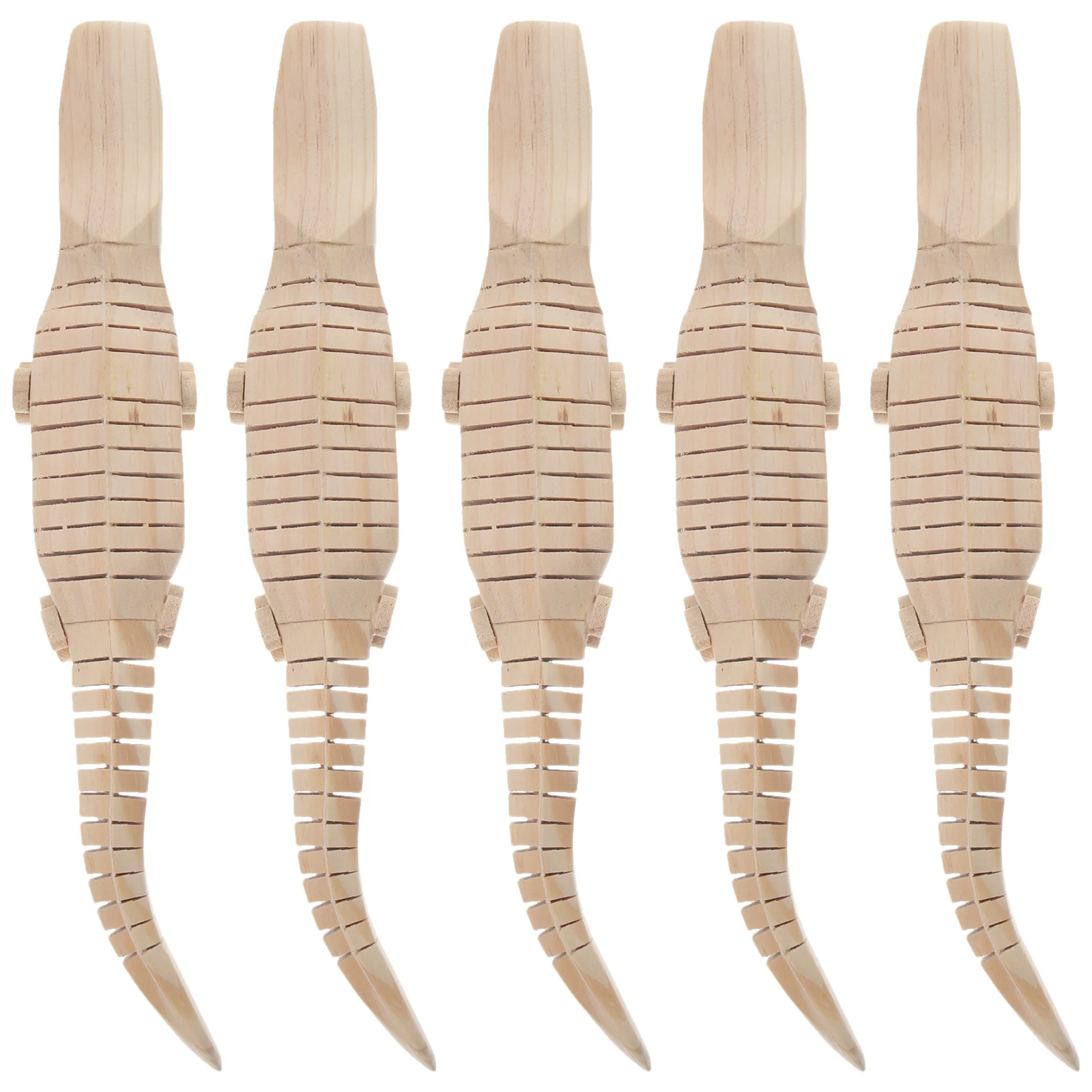 5 Pcs Blank Wood Crocodile Toy Infant Toys Portable Set Wiggle Vivid Wooden Unfinished Child Baby Snake