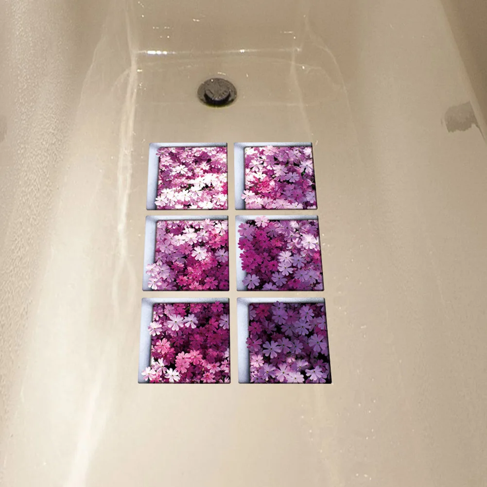 

6Pcs 3D Bathtub Stickers Waterproof Non-Slip Bathroom Decals PVC Tub Appliques Slip Proof Removable Bathtub Sticker