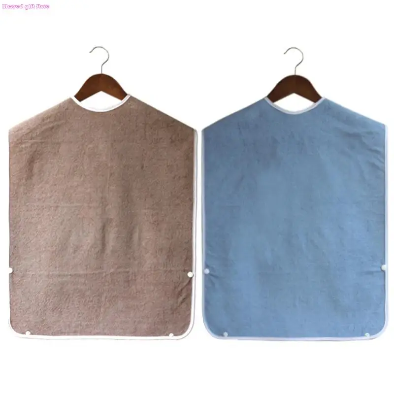 D0JC 78x45cm Waterproof Adult Meal Eating Drinking Bib Elderly Aged Mealtime Cloth Protector Senior for Citizen Aid Aprons
