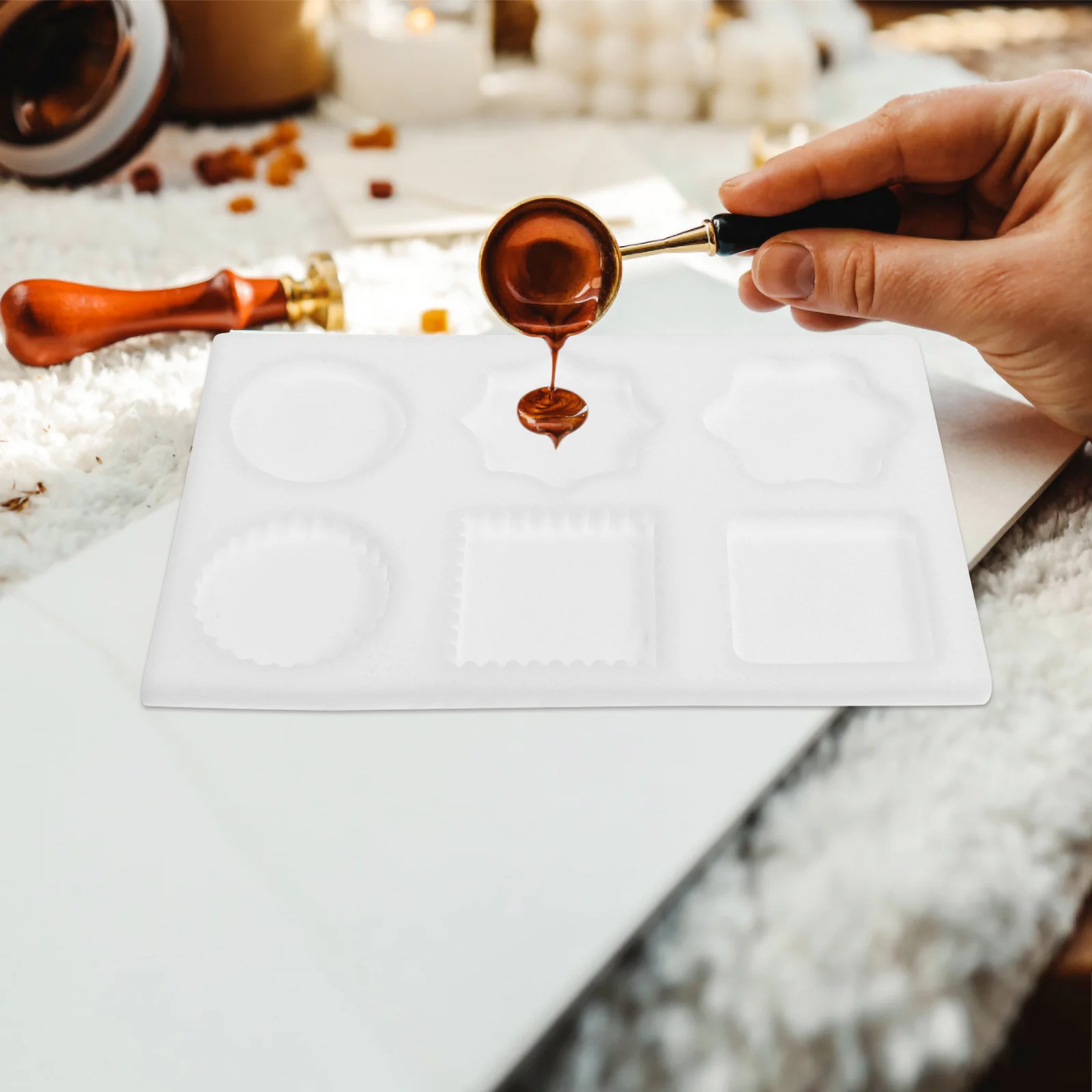 Silicone Wax Seal Mold Mat For Diy Crafting Multiple Slots Smooth Heat-Resistant Reusable Tool For Envelope Invitation
