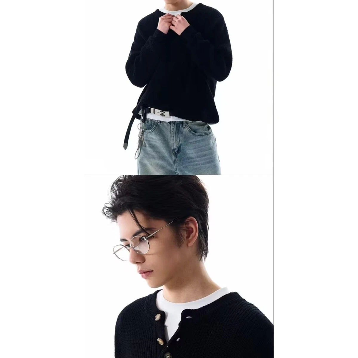 

Fall Winter V-Ne Knitted Sweater Cardigan Men's Color Casual Sle Outerwear Loose Fit Long Sve Zipper Closure