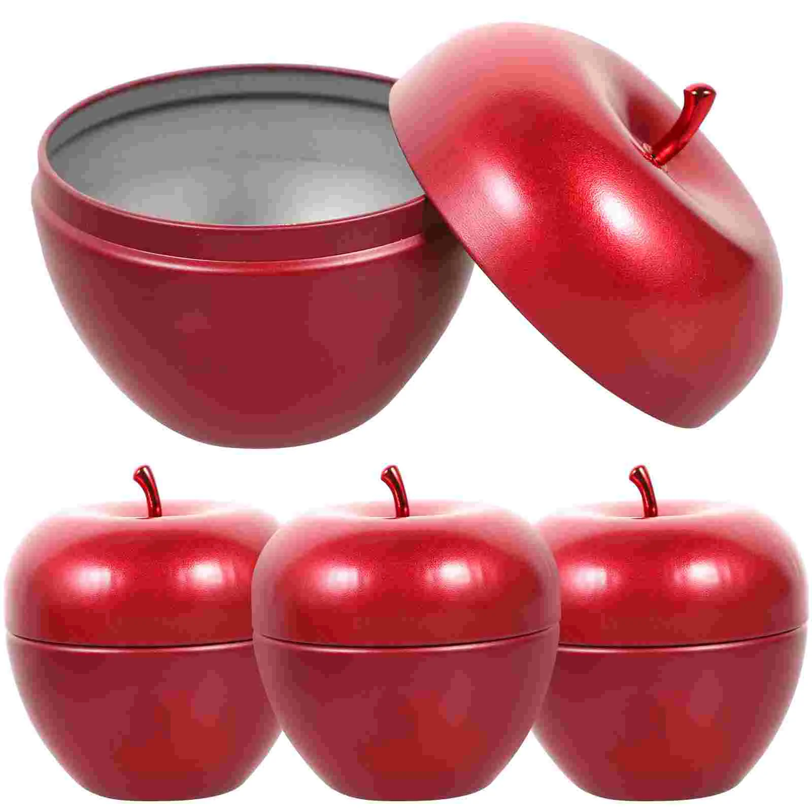 4 Pcs Apple Jar Tea Can with Lid Tinplate Storage Jars Pot Snack Spice Sealed Man Travel Cookie