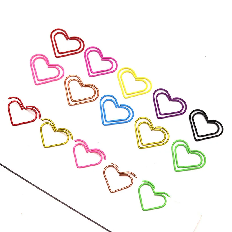 20pcs/set Colorful Heart Shaped Paper Clips Office Clip for File Organization Cute Scrapbook Journal Paper Clips Gift Desk Decor
