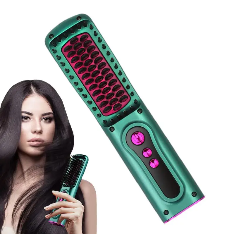 

Cordless Hair Straightener Brush Portable Electric Hot Comb Quick Heat Up Battery Operated Cordless Hair Straightener For All