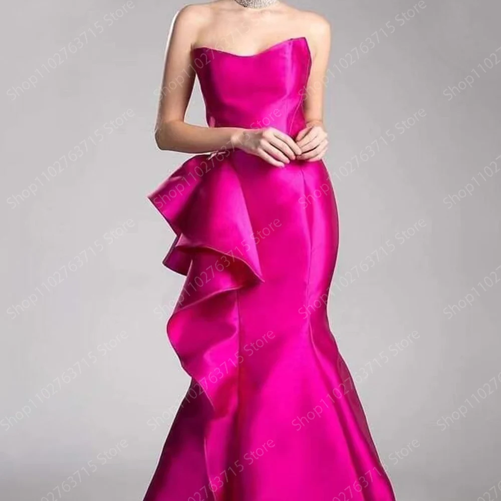 Elegant Long Evening Dresses for Women Satin Sweetheart Floor-Length Mermaid Prom Party Wedding Gala Special Events Dress 2024