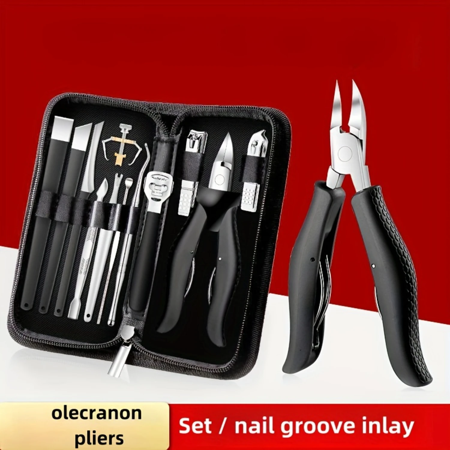 

16pcs/set, stainless steel olecranon pliers, nail clippers, nail grocus pliers, tool set, scissors, manicure toenails, dormitory