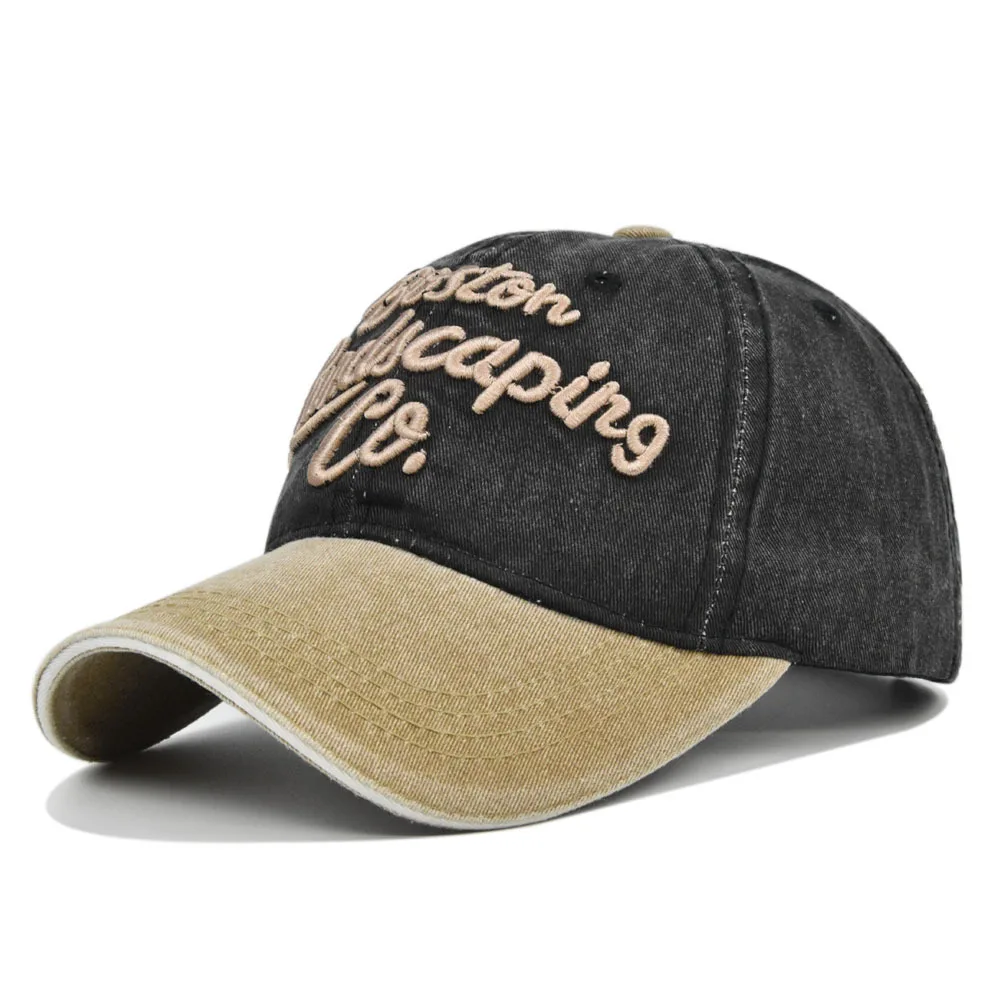 

New BOSTON Embroidered Washed Vintage Baseball Duckbill Cap Denim Sun Hat