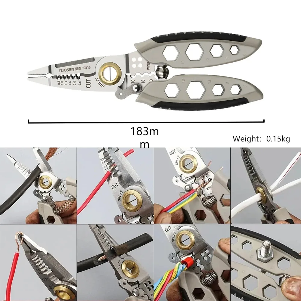 7-inch Multipurpose Wire Stripper - Professional Tool Gift Electrician Crimpe Pliers For Wire Stripping Cable Cutters Hand Tool