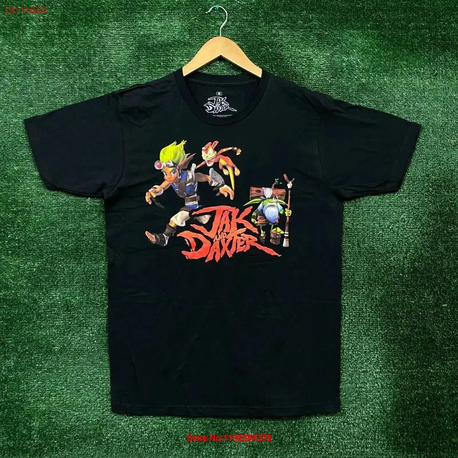 Camiseta Jack y Daxter talla mediana vintage lavada cómoda Casual versátil moda homme transpirable elegante ligeramente