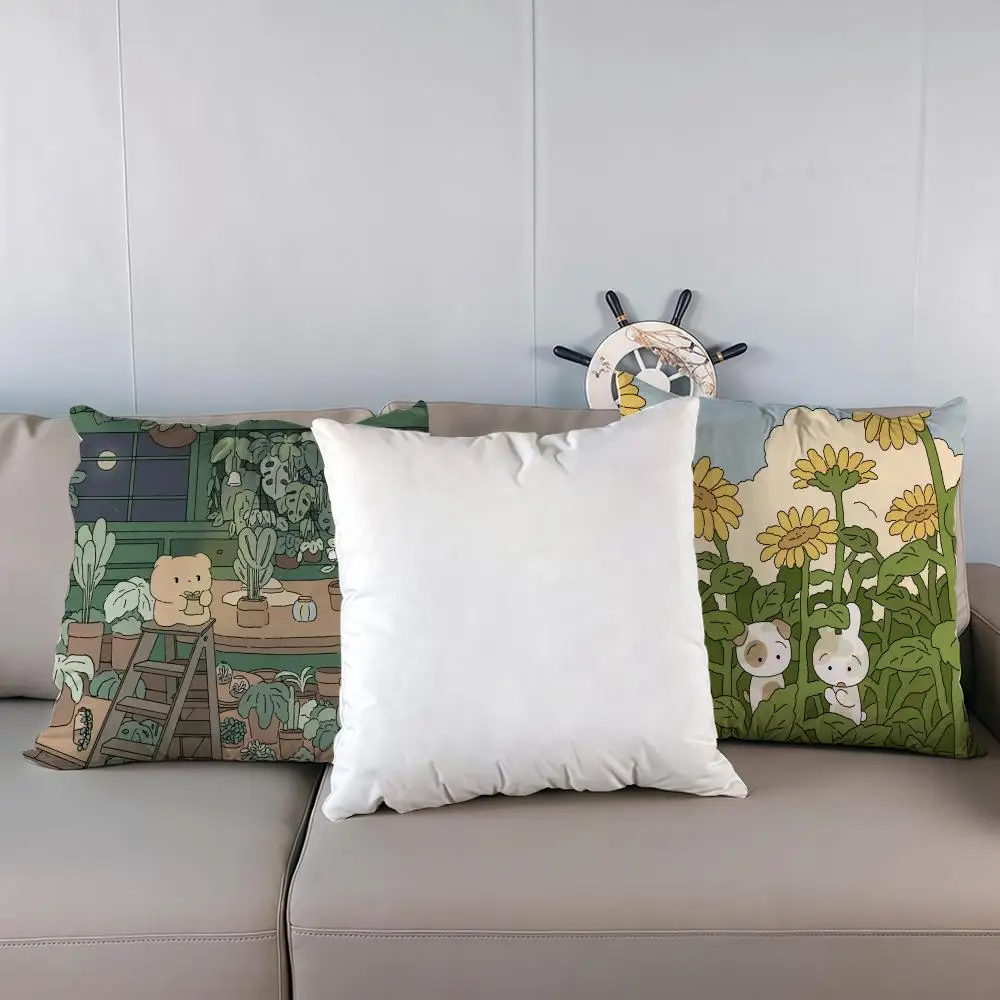 

Green Plant Cute Cat Pillow Case Multi sized car seat cushions, luxurious home office, sofa decorative pillowcases