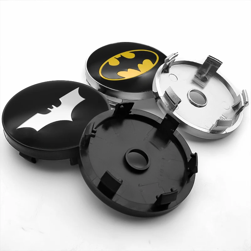 4Pcs 56+60mm Car Styling Bat Emblem Badge Sticker Car Wheel Hub Center Caps Rim Cover Stickers Decorative Auto Accessories